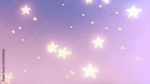 A dreamy night sky filled with twinkling stars against a soft purple and pink gradient background.