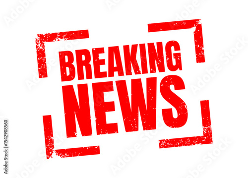 Breaking News Live Announcement Red Grunge Stamp. For background, icon, logo, sign, symbol, social, media, website, badge, label. Vector illustration