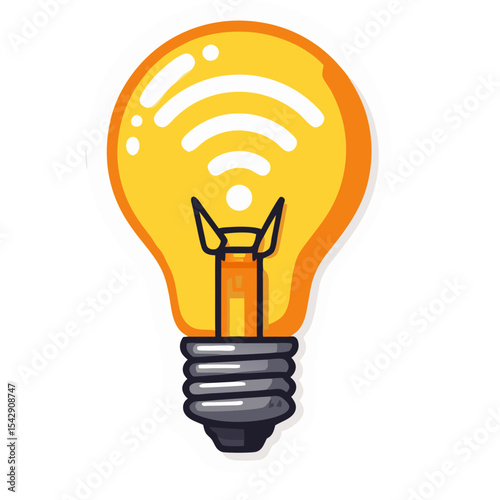 Illustration of Smart Idea: Light Bulb Symbolizing WiFi Connection on Black Background