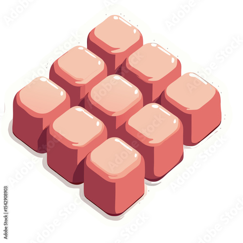 Illustration of stylized pink cubes arranged in a diamond shape isolated on black background