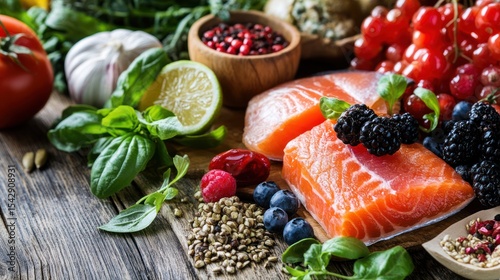Fresh seafood and organic ingredients for a healthy lifestyle meal