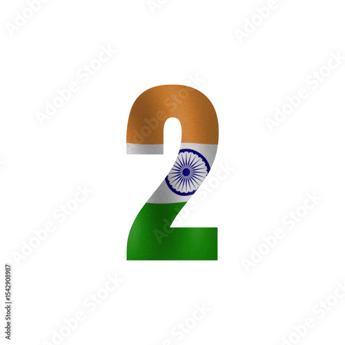 India Independence Day Number Two Design with Flag Colors