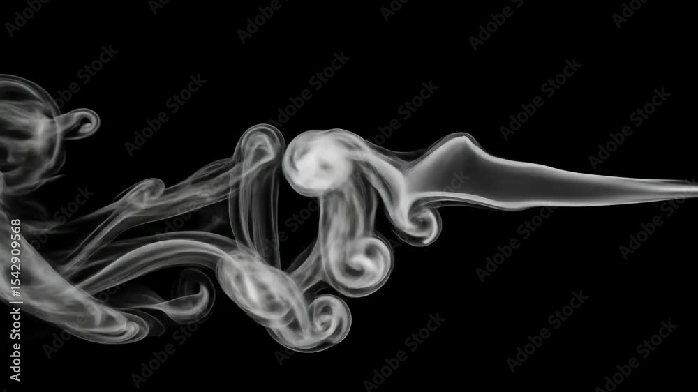 Abstract smoke trails against black background graceful swirls and curves dynamic movement lightness and freedom ideal for creative visuals