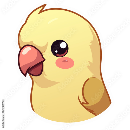 Cute cartoon parrot illustration isolated against a black background sticker design