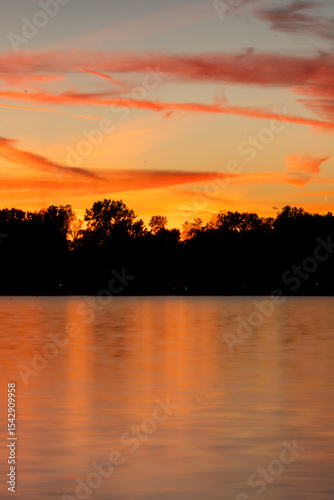 colorful sunset on the lake