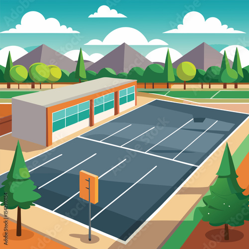 isometric parking bulding lot