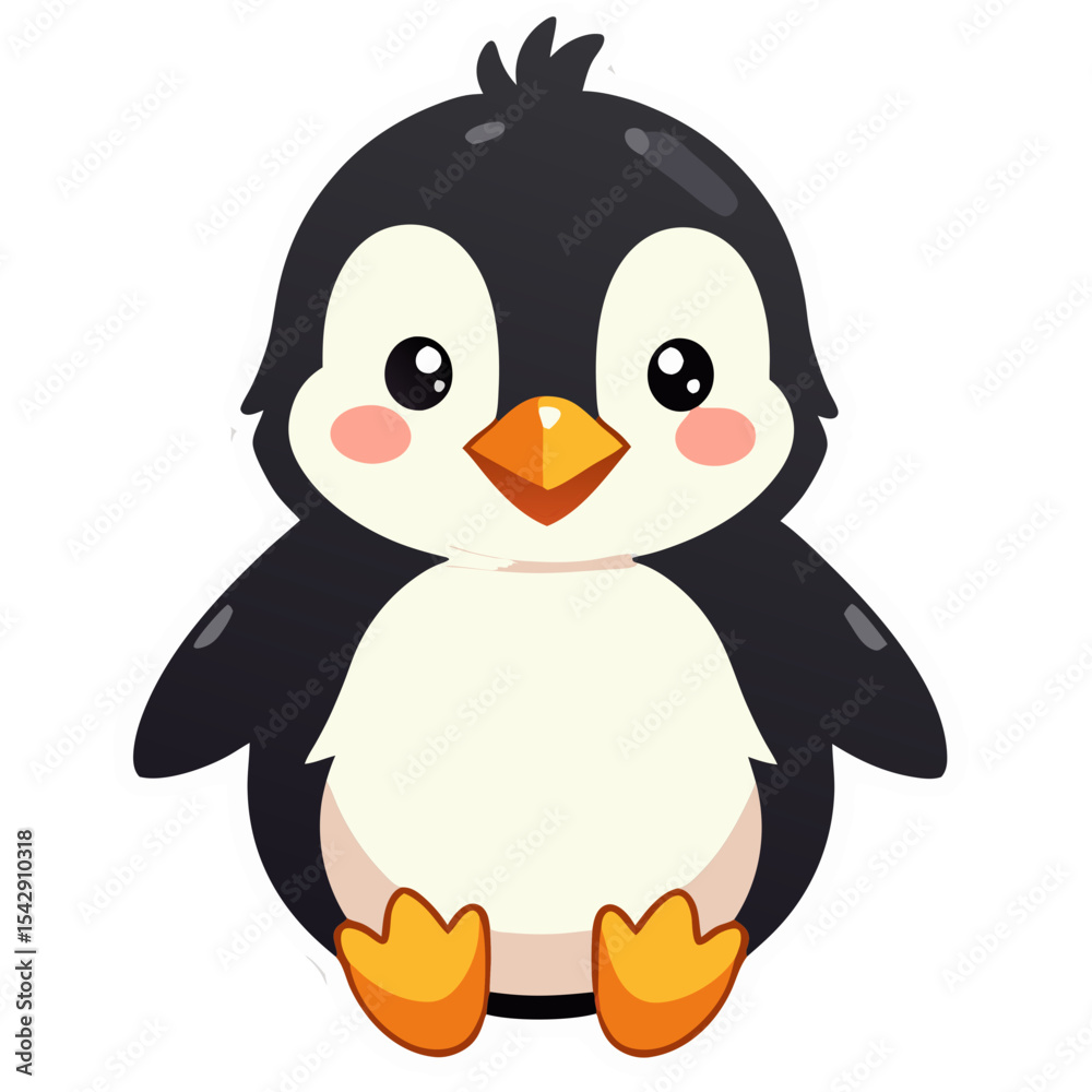 Obraz premium Adorable Cartoon Penguin Illustration with a Charming Smile and Cute Design on Black Background