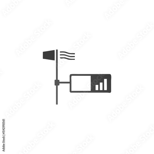 Wind Data Logger Icon Data Box with Wind Graph Display Vector Silhouette Flat Icon Design