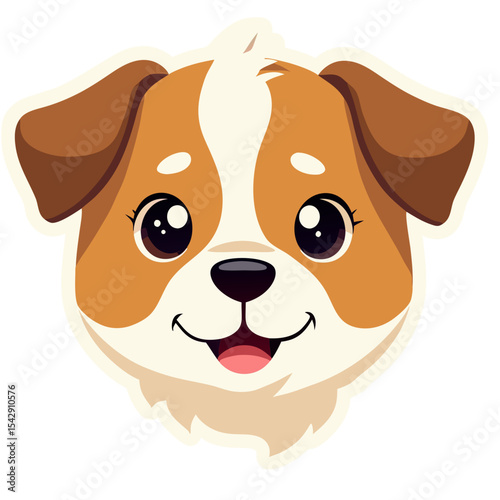 Adorable cartoon dog illustration with a cheerful expression and cute design for stickers