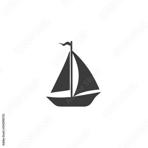 Wind Powered Boat Icon Sailboat Icon with a Small Wind Turbine Vector Silhouette Flat Icon Design
