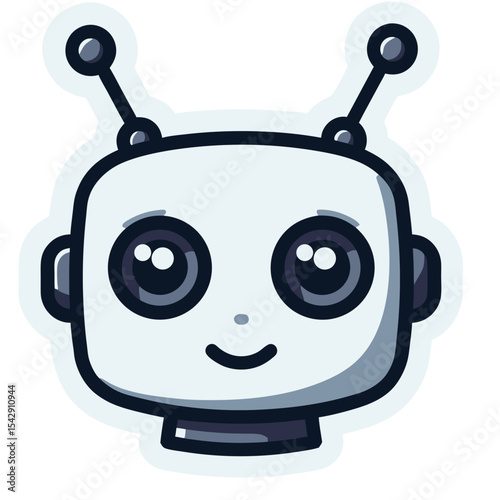 Cute robot icon on black background, perfect for ai technology and artificial intelligence