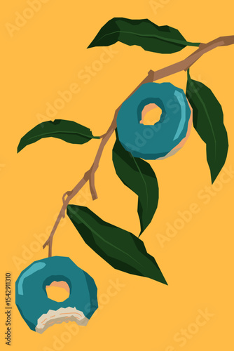 Unnatural botanical like a donuts illustration