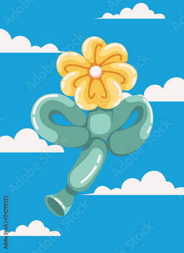 Unnatural flower in the sky illustration