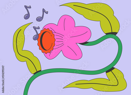 Flower singing illustration