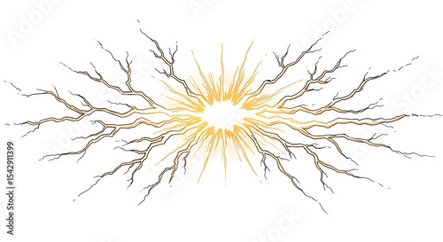 Light Burst with Branching Lines on White Background