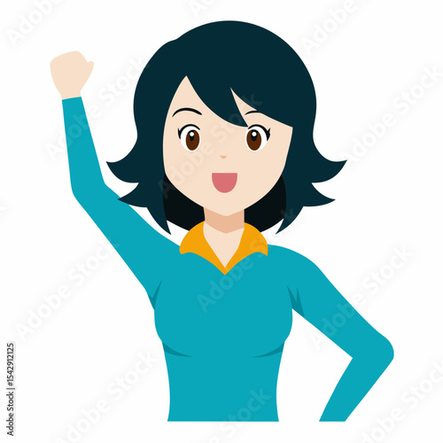 Celebrating Success A Woman's Triumphant Pose Illustration