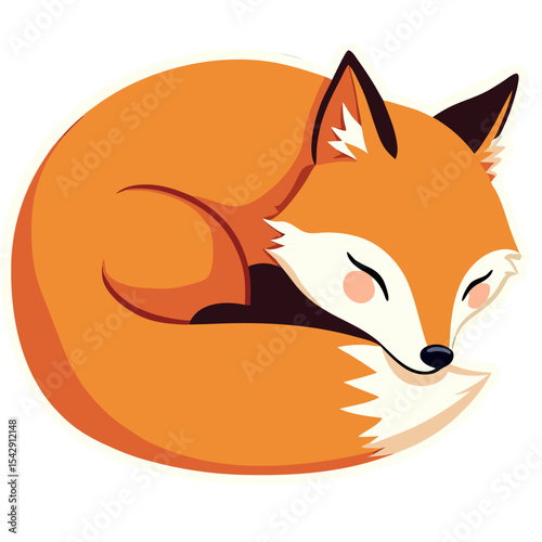 A charming cartoon illustration of a sleeping fox, perfect for design and decoration