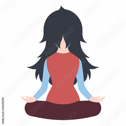 Finding Inner Peace A Woman in a Peaceful Yoga Meditation Pose Illustration