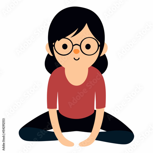 Adorable Girl in Yoga Pose Cute Illustration of Child's Pose