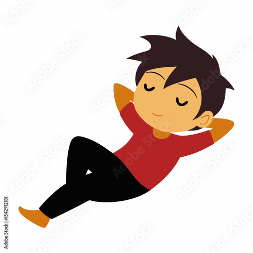 Relaxing Boy Illustration Peaceful Sleep, Rest, and Tranquility