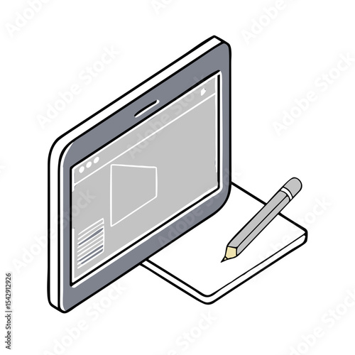 Digital Tablet Device Icon for Tech Websites, Mobile Applications, E-learning Platforms, Business Solutions and Digital Transformation Presentations