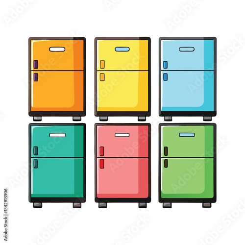  Six refrigerator set isolated on white background