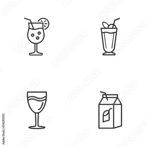 Drinks and Beverage icon set for websites, cafe menus, clipart, presentations, awareness, blogs