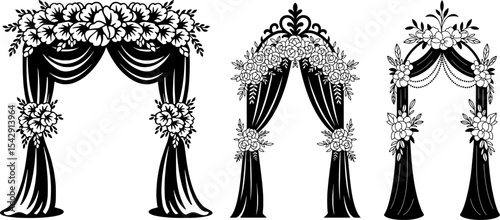 Ornate Floral Wedding Arch Silhouette