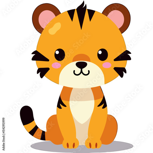 Adorable cartoon tiger cub illustration art for children's books and design projects