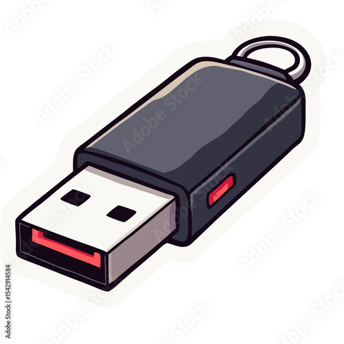 Stylized Illustration of a USB Flash Drive: Data Storage and Digital Technology Concept