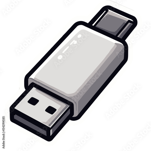 Illustration of a stylized USB flash drive with a modern and sleek design