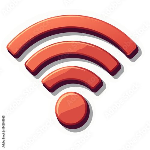 Iconic Red Wi-Fi Symbol on Black Background: Wireless Internet Connection Concept