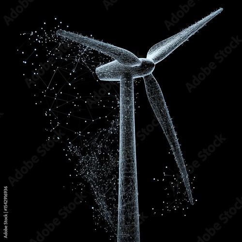 Abstract Wireframe Wind Turbine