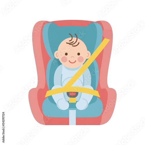 Adorable Baby Securely Fastened in a Car Seat Ready for a Safe Journey