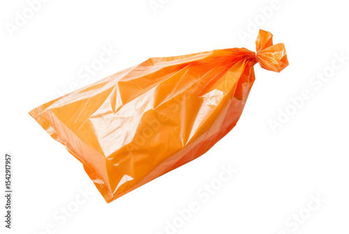 Orange plastic bag on table