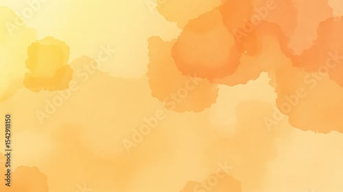Soft gradient of apricot and golden yellow watercolor paint merging on textured paper for a gentle background