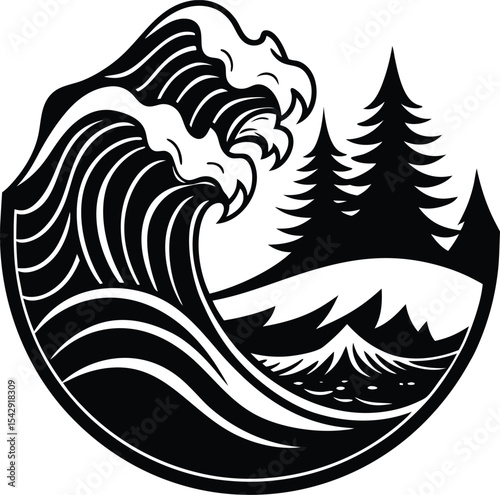 Native Northwest Coast Form line Waves