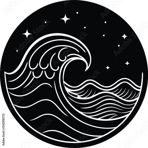 Glow In The Dark Neon Wave Outline