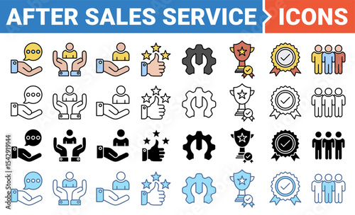 After sales service banner icon set with multiple style. 