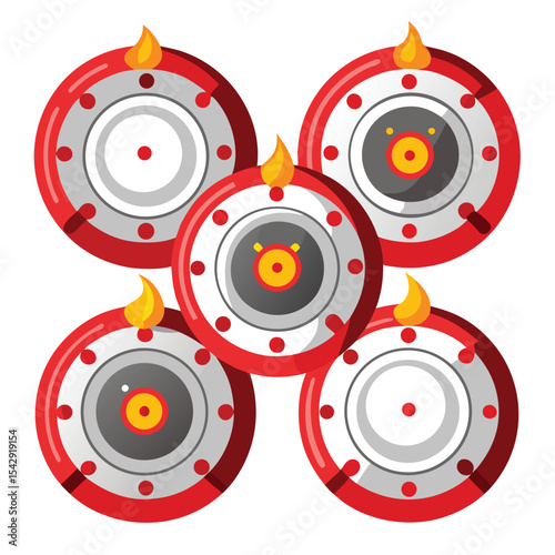  Six smoke detector set isolated on white background