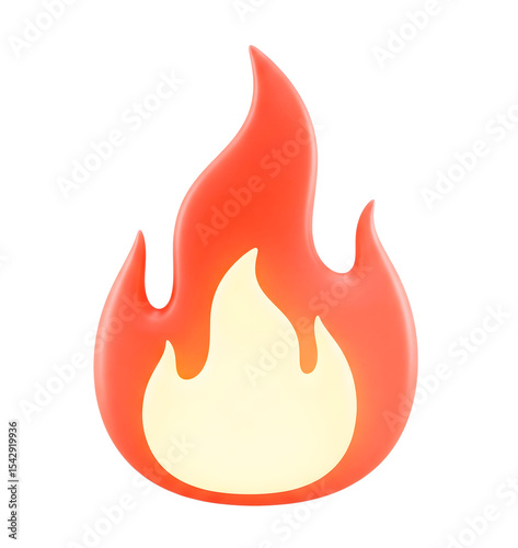 Fire flame minimalist 3D rendering in a soft and smooth renderer