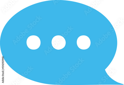 Vector Light Blue Speech Bubble with White Ellipsis in Flat Minimalist Style on White Background
