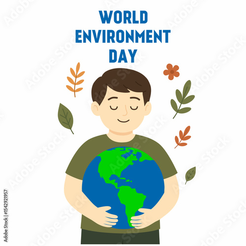 Kid hands holding Earth globe. Earth Day, World Environment Day concept. Sustainable ecology and environment conservation concept design. Vector illustration.