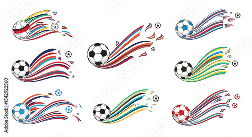 Dynamic Soccer Ball Vectors Showcasing Speed and Energy for Sports Designs and Graphics