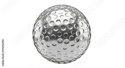 Silver Golf Ball with Dimples Close Up View