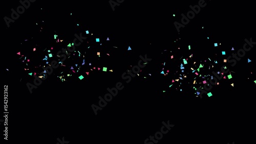 Colorful confetti video on transparent background with alpha channel