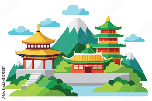 Korean hills and temples