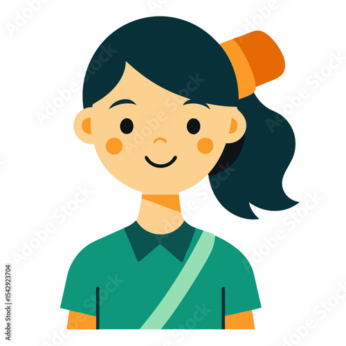 Happy Girl Cartoon Illustration Positive, Friendly, and Cheerful Character Design