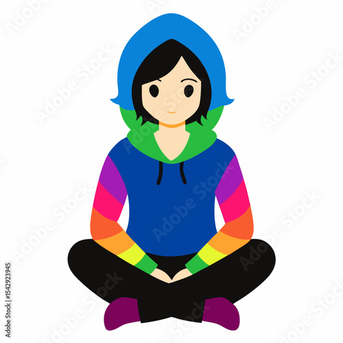 Colorful Hoodie Girl A Vibrant Illustration of Pride and Self-Expression