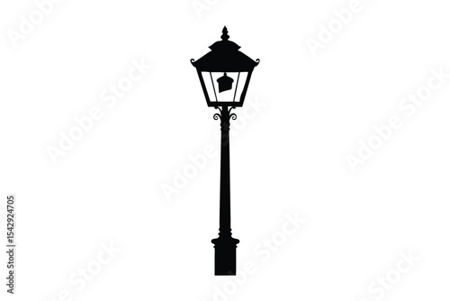 Silhouette art illustration of a Victorian style streetlamp.eps